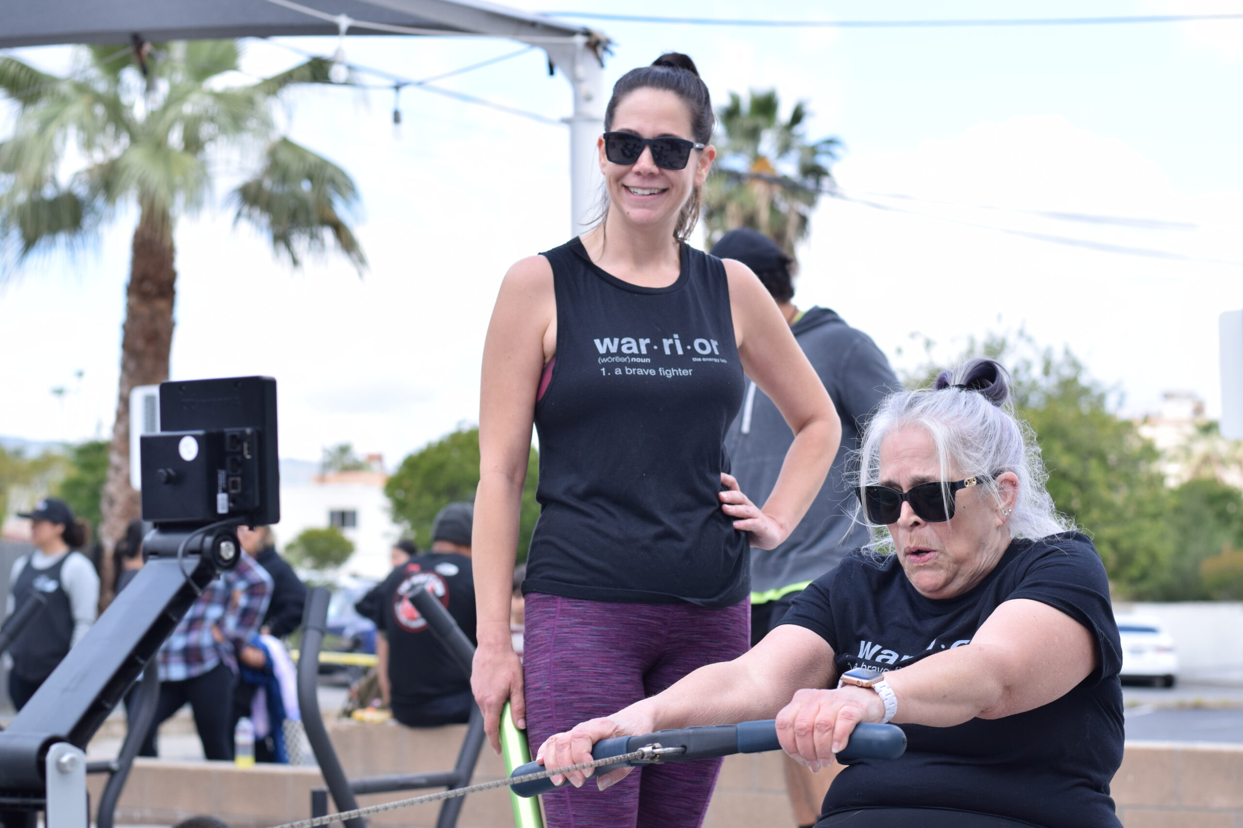 Cass and Germaine in Zone 2 Rower during a DEKA Team Mile competition at The Energy Lab in Redlands, CA.