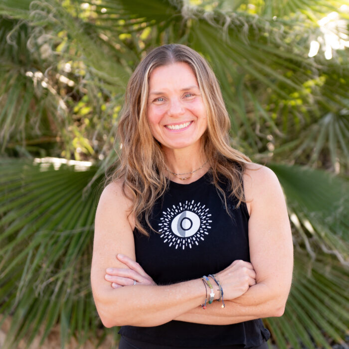 Jill in front of a tree at The Energy Lab in Redlands, CA.