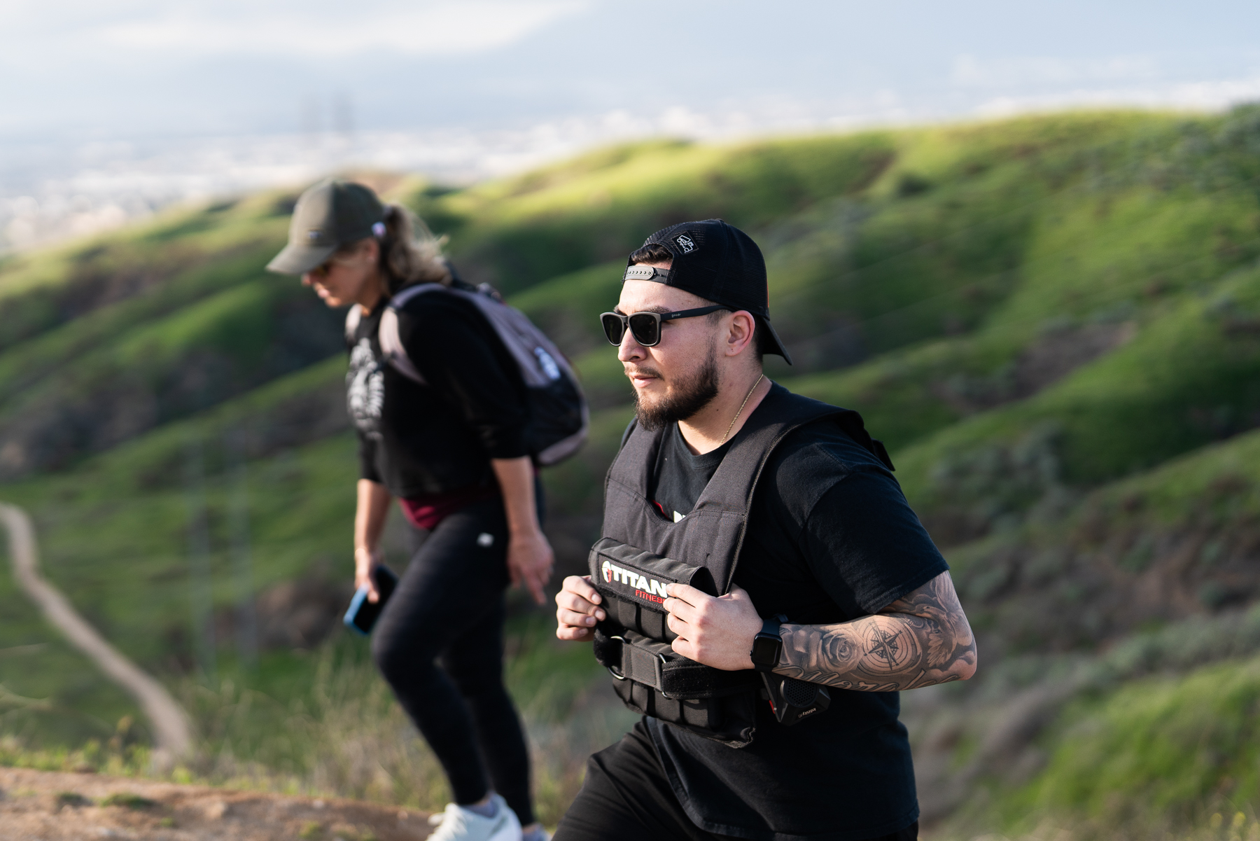 Isaac and Jill rucking in the Loma Linda hills.