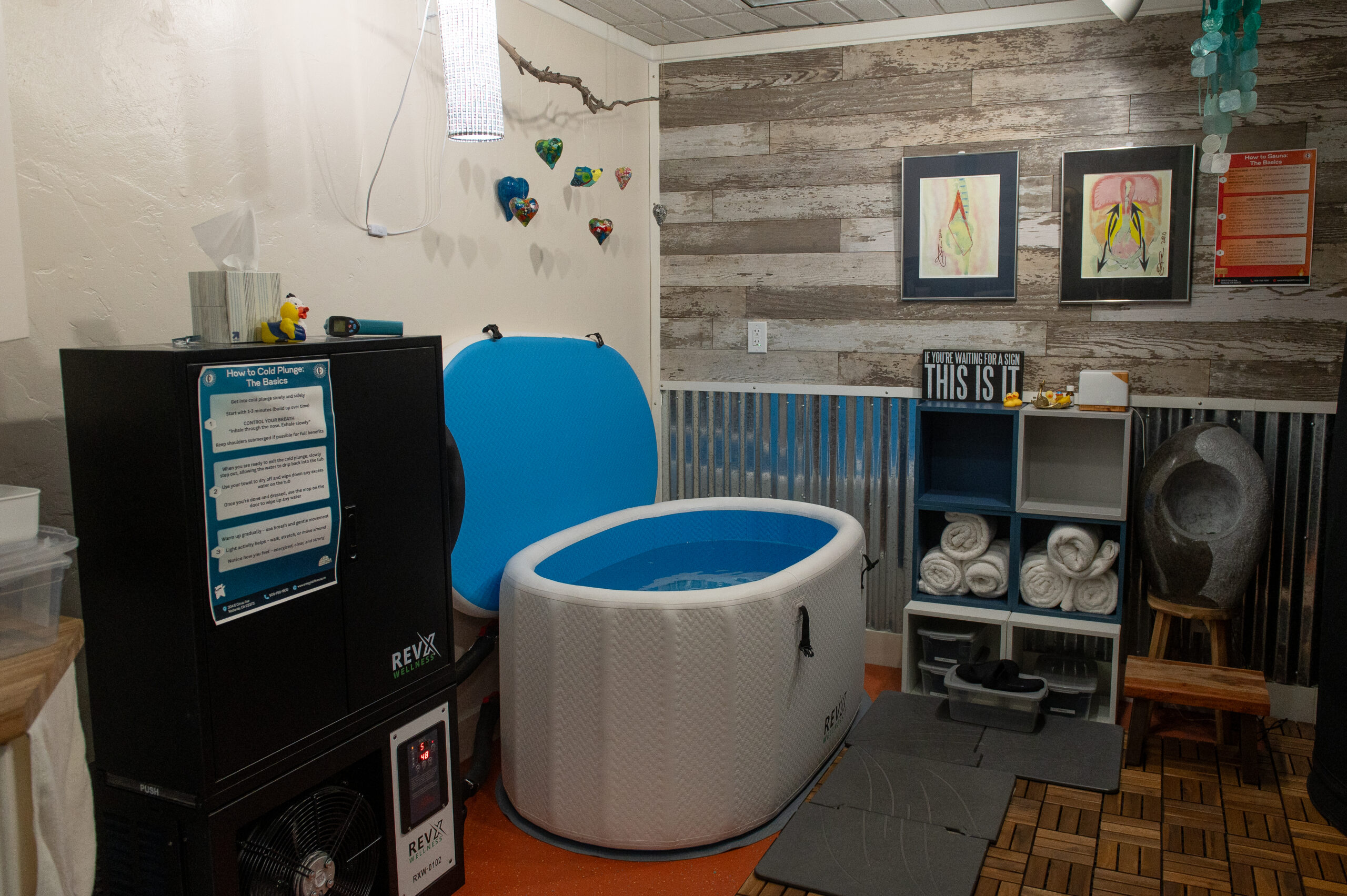 Cold plunge in the recovery room at The Energy Lab in Redlands, CA.