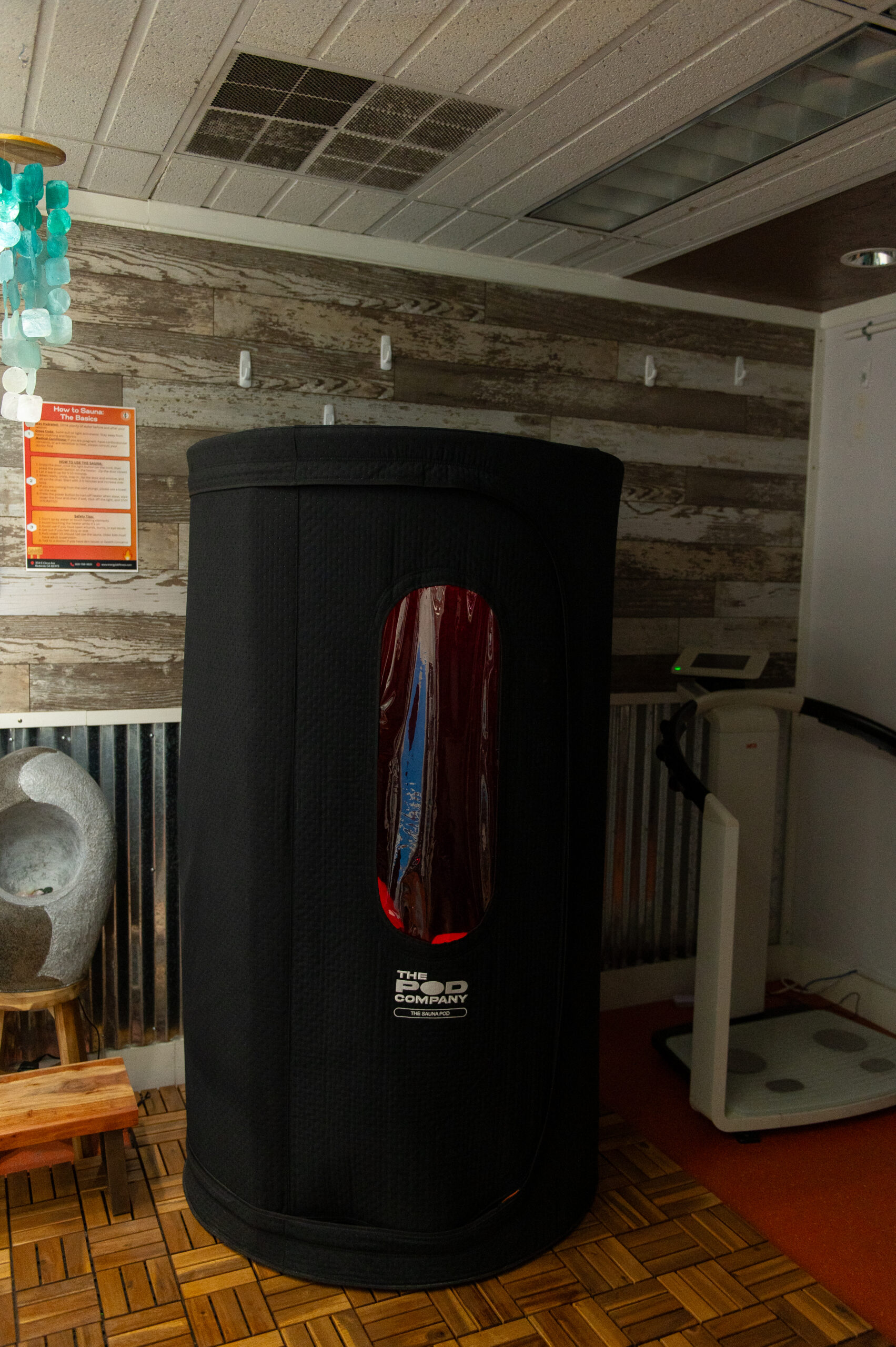 Sauna in the Recovery Room at The Energy Lab in Redlands, CA.