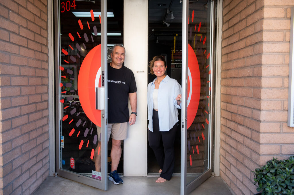Jill and Sean at the front door at The Energy Lab in Redlands, CA.